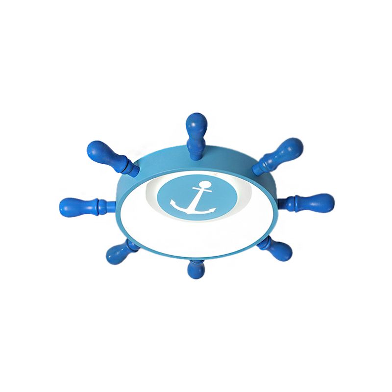 Blue Rudder Flush Mount Fixture Kids 19.5"/23.5" W LED Aluminum and Acrylic Flush Pendant Light in Warm/White Light