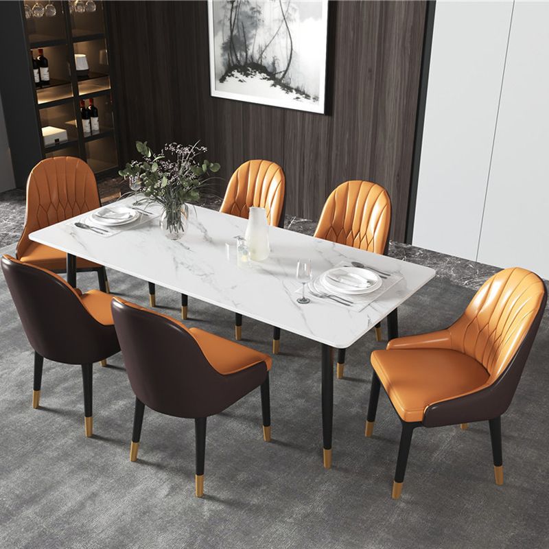 Modern Dining Rectangle Table Sintered Stone Table with Metal Legs for Home