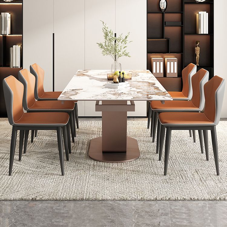 Contemporary 1/4/5/7 Pieces Dining Set Rectangle Dining Table with Pedestal Base