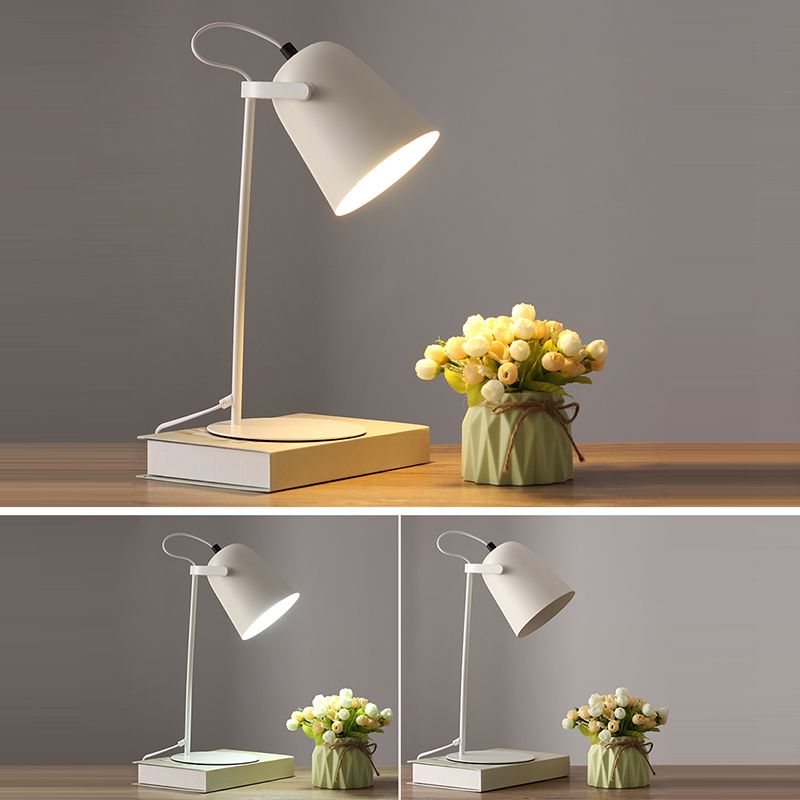 Lampada da tavolo da tavolo da tavolo in stile da 13,7 "sfumatura a campana in metallo semplicità di lettura di lettura per camera da letto