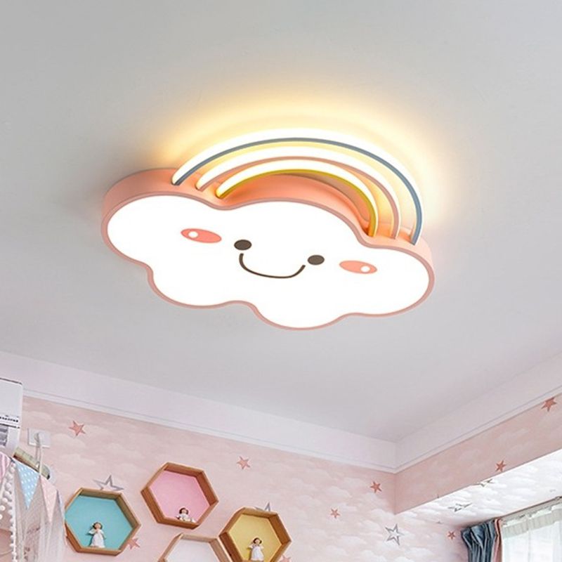 Rose Rainbow et Cloud Flushmount Light LED Contemporaine Acrylique Flushmount Ceiling Lamp