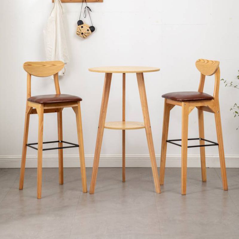 Solid Wood Pub Table Industrial Bar Height Round Bar Table for Indoor