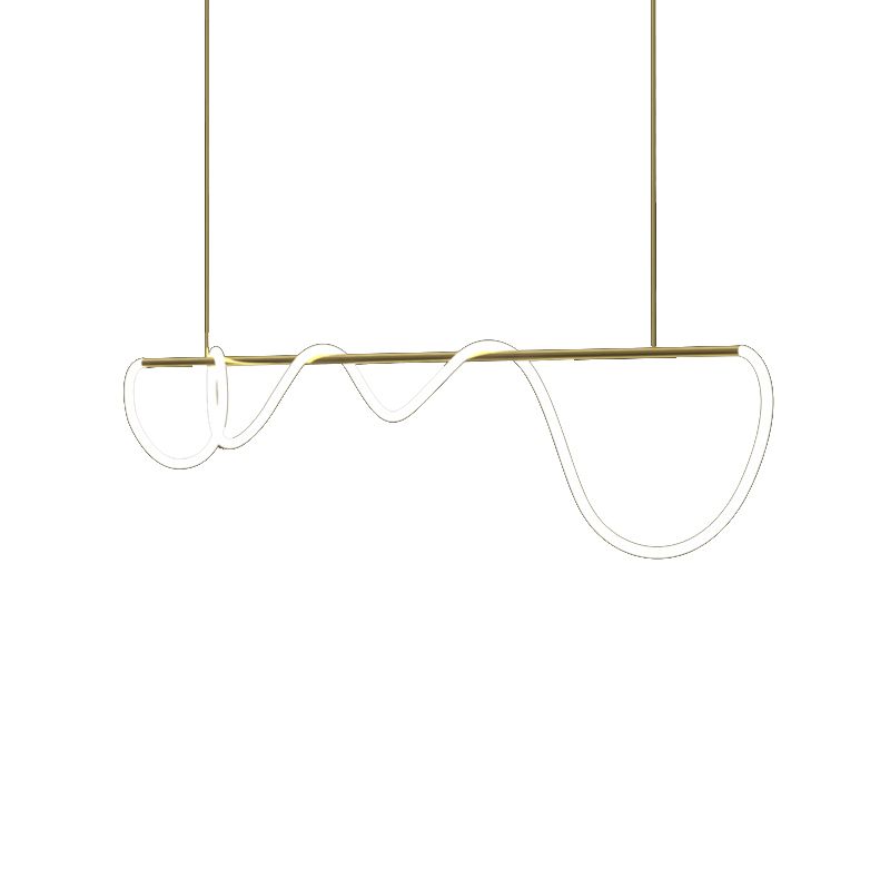 Modern Metal Ceiling Light Linear Shape Island Light with Silicone Shade for Living Room