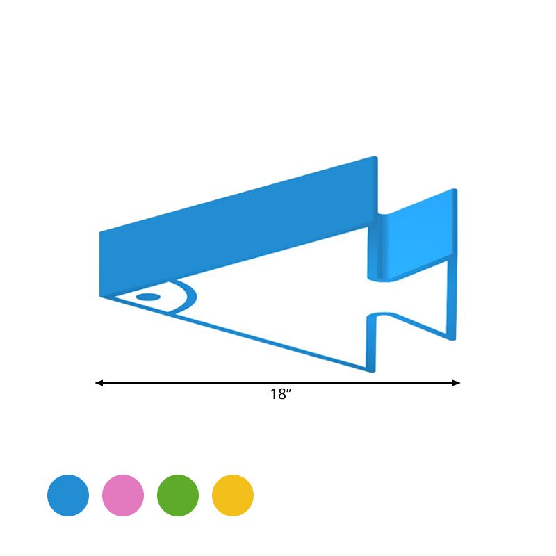 18"/22" Wide Kids LED Flush Mount Pink/Green/Blue Triangle-Fish Shaped Ceiling Light with Acrylic Shade