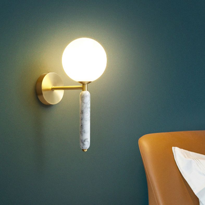 Zeitgenössische einfache Wandleuchte ein Kopf Marmorglas Wandmontage Leuchte für Wohnzimmer