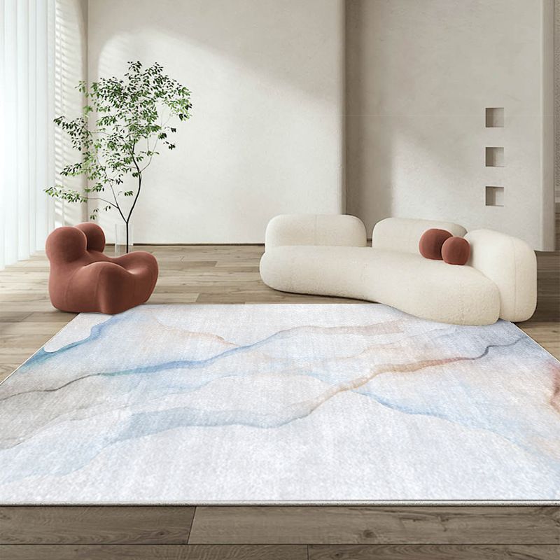 Light Grey Modern Rug Polyester Line Rug Stain Resistant Rug for Living Room