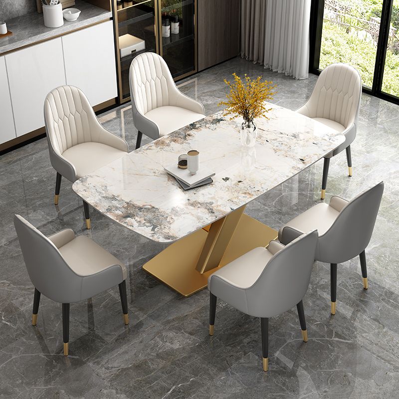 Contemporary Rectangle Shape Dining Set Sintered Stone Top Dining Table Furniture for Restaurant