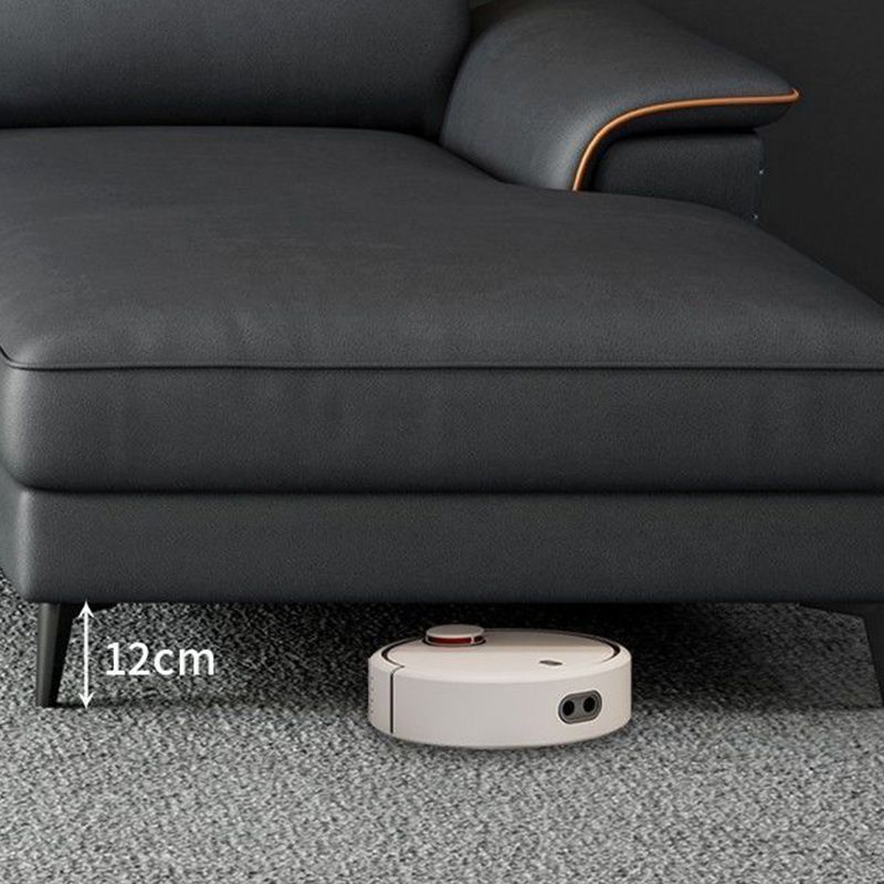 Modern 4-Seater Pillow Top Arm Sofa Faux Leather Sofa with Chaise - 129.9" W