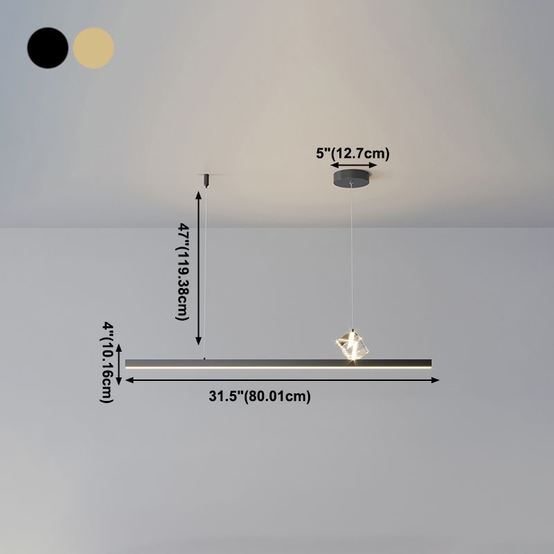 1 Light Linear Island Light Fixtures Modernism Crystal Island Pendant Lights for Kitchen