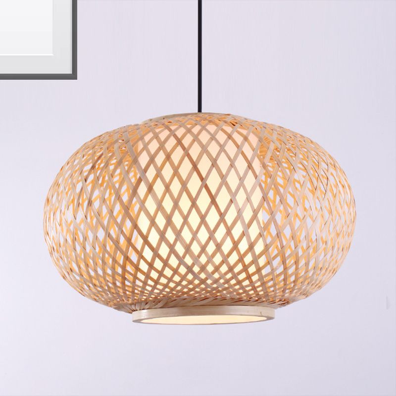 Lintería de iluminación colgante Tradición de bambú 1 bulbo 16 "/19.5" kit de lámpara colgante de madera de ancho