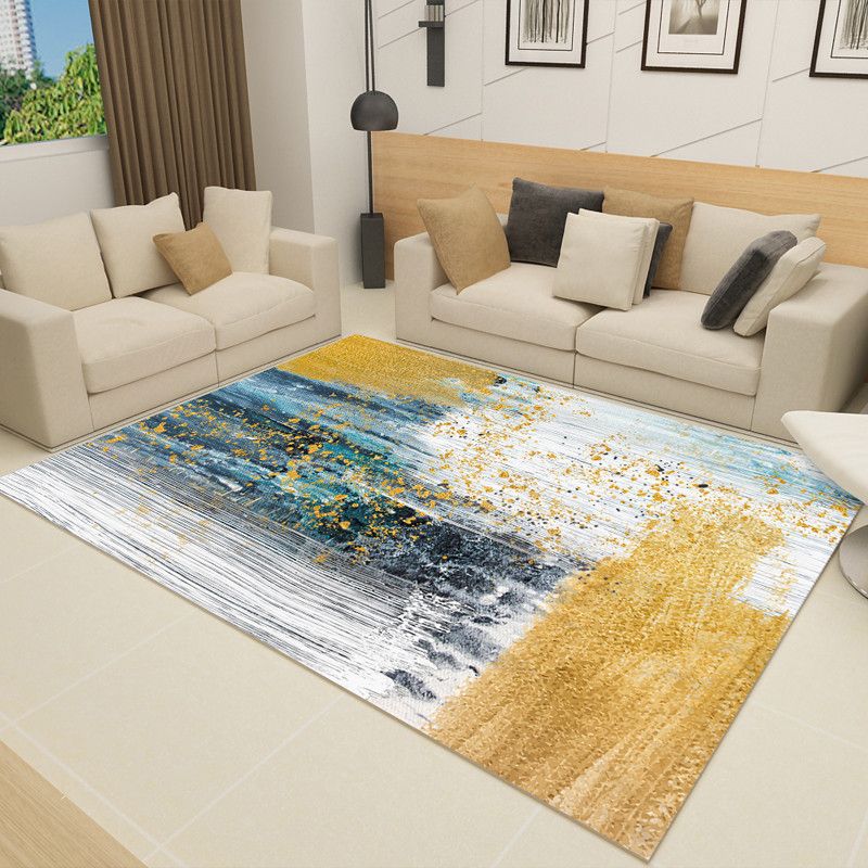 Color Mixed Modern Indoor Rug Polyester Ink Traces Carpet Non-Slip Backing Rug for Home Decoration