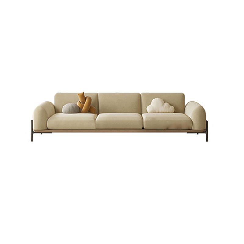 Light Brown Cushions Round Arm Transitional Modern Sofa for Living Room