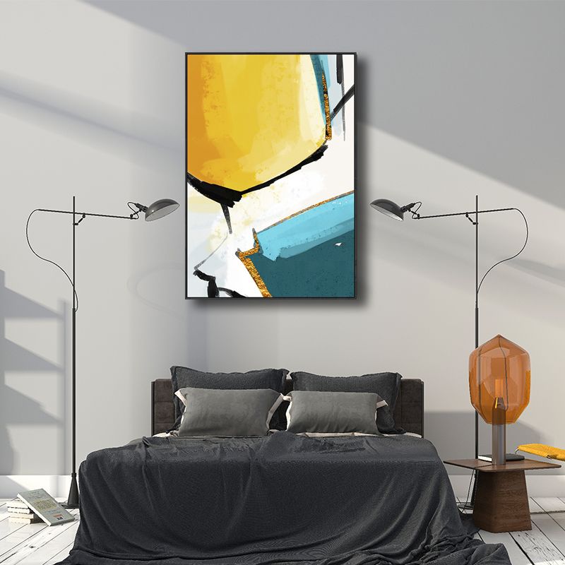 Abstract Pattern Painting Yellow Canvas Wall Art Textured, Multiple Sizes Available