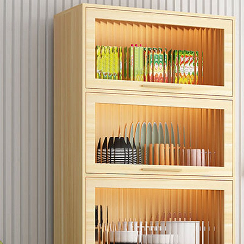 Glam Glass Door Sideboard Engineered Wood Side Board without LED Lights