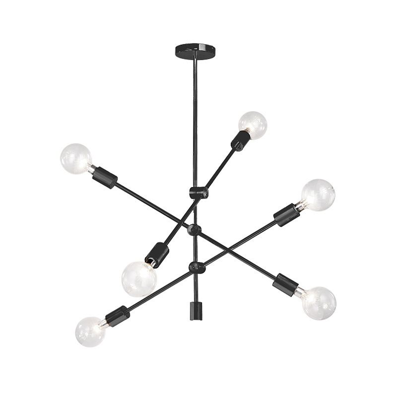 Minimalistischer Kronleuchter postmoderner Stil Open Lampe Design Geometrische Linien Gerade Stange hängen Licht