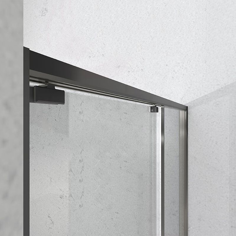 Gray Semi Frameless Narrow Bezel Single Sliding Glass Shower Door