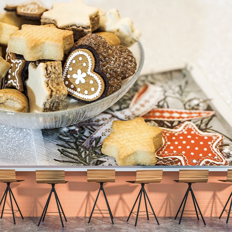 Sweet Cookies Wall Murals Stain Resistant Wall Decor for Bakery Shop, Personalised Size