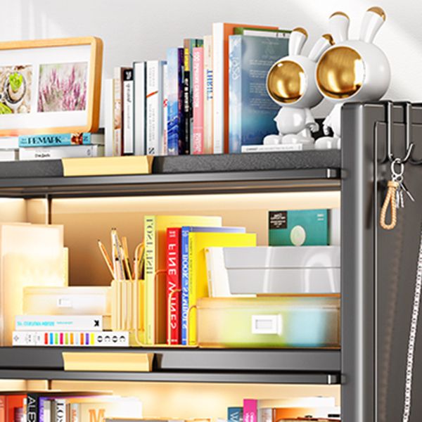 Metal Bookcase, 14.5" W, Geometric Multi Tiers Bookcase Shelves