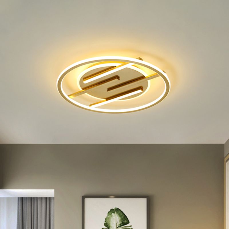 Semplicità Circle Flush Light Fixture Aluminum 16,5 "/20.5" W LED Camera Soffitto Lampada in Gold