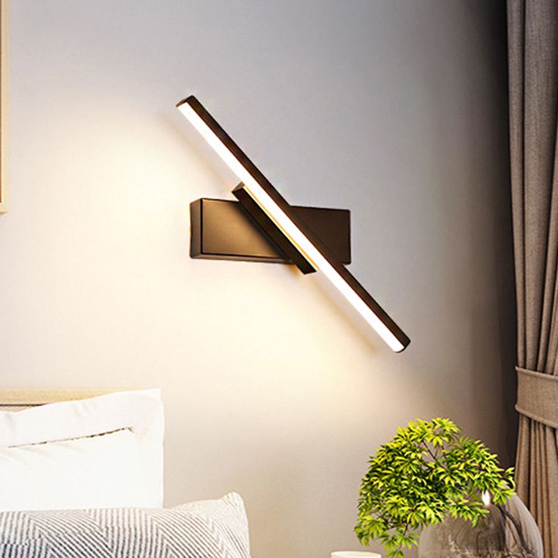 Rotatable Acrylic Linear LED Sconce Light Simplicity Black/White Wall Lighting Fixture, White/Warm Light