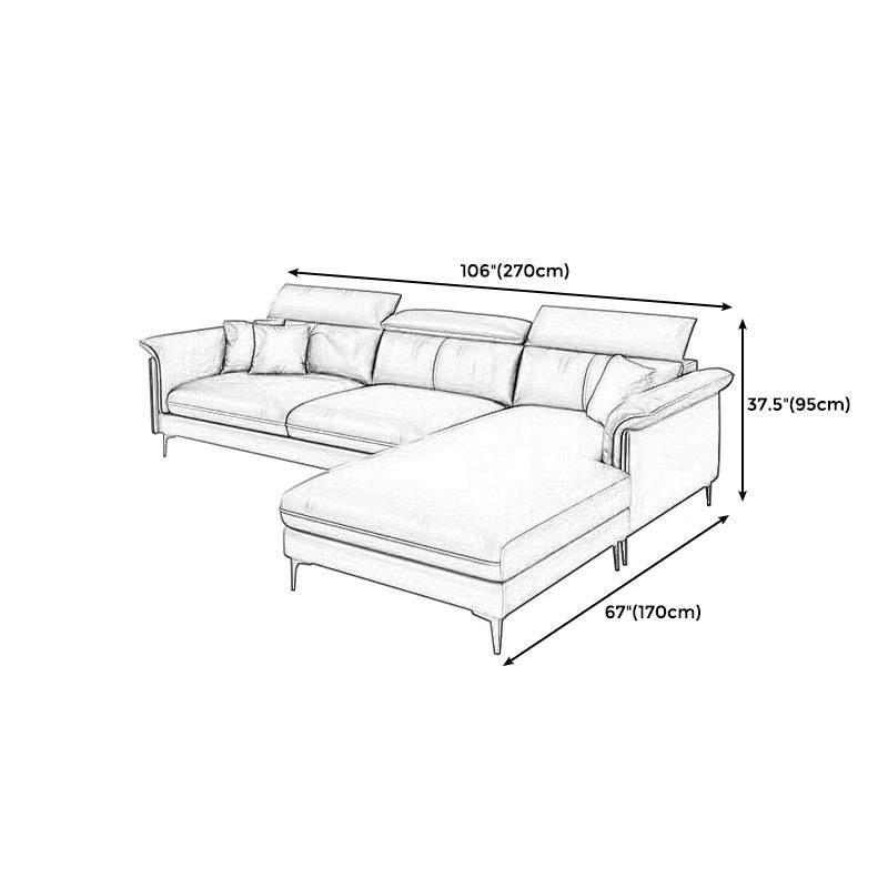 Dark Gray Modern Pillow Top Arm Sectional with Removable Cushions for Living Room