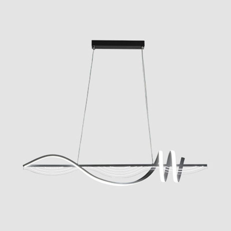 Linear Shape Chandelier Lighting Modern Style Metal 1 Lights Island Lamp in White/Black