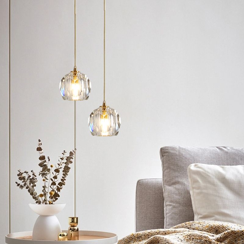 1 suspension géométrique légère pendentif de style moderne lampe à suspension en cristal
