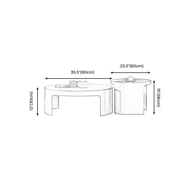 Sled 2 Nesting Coffee Table Contemporary Round Stone Cocktail Table