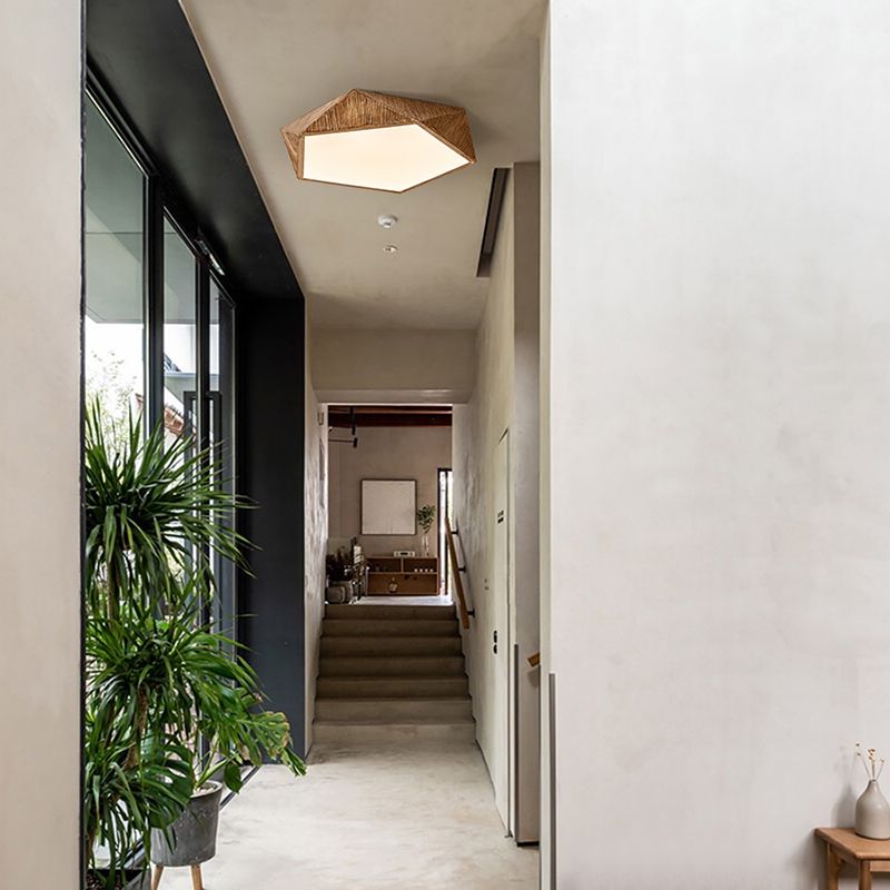 Contemporary LED Geometric Ceiling Flush in Brown Resin and Acrylic Flush Mount