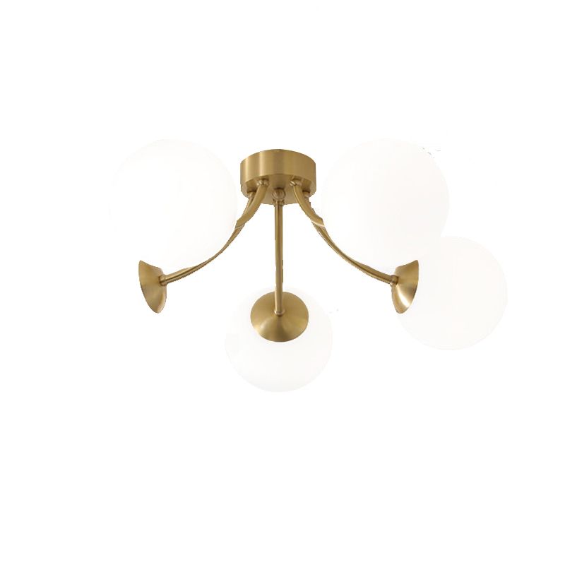 Modern Simple Copper Ceiling Light Ball Shape Glass Shade Ceiling Lamp for Living Room