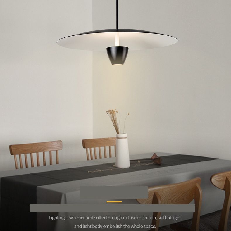 Salle à manger Neutre pendentif léger en métal noir LED de plafond simple