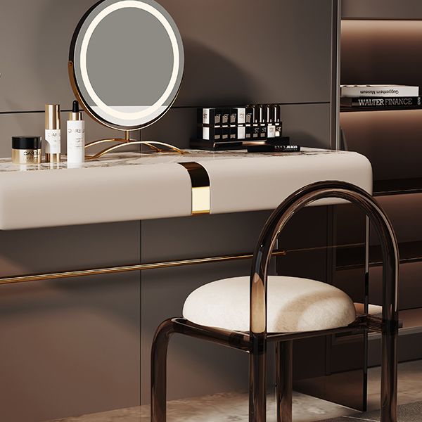 Scandinavian 30.7" Height Slate Top Table Makeup Vanity with Drawers