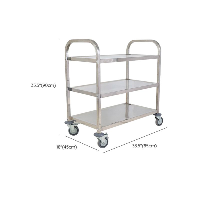 Modern Open Storage Prep Table Rectangular Metal Dining Room Kitchen Trolley