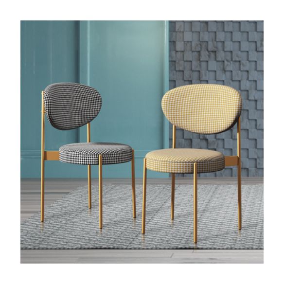 Glam Style Upholstered Dining Chair Open Back Dining Side Chair for Home