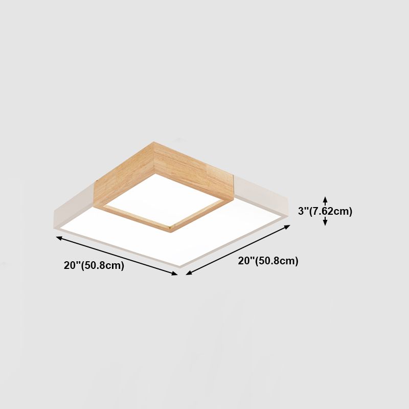 2 Lights Wooden Ceiling Mounted Light Contemporary Ceiling Light with Acrylic Shade