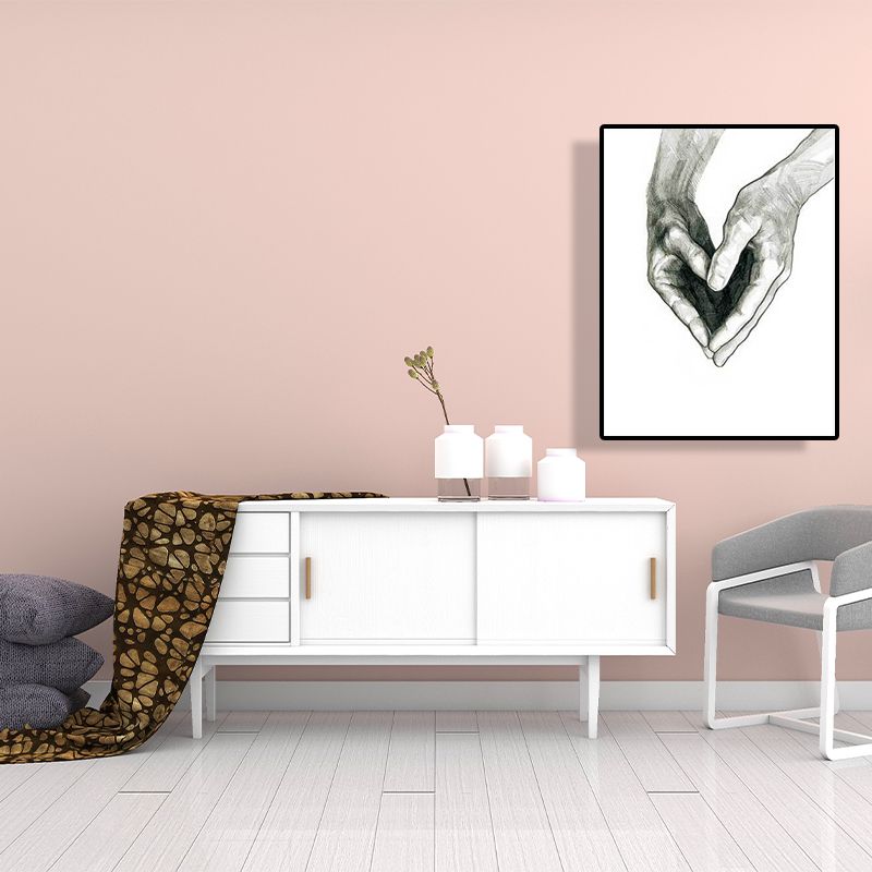 Scandinavian Two Hands Portrait Painting White Kitchen Backsplash Wall Art Print
