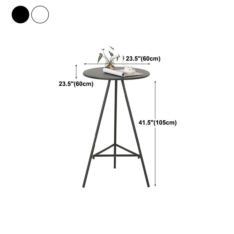 Industrial Style Iron Bar Table 23.6" Round Top Indoor Table with 3 Legs