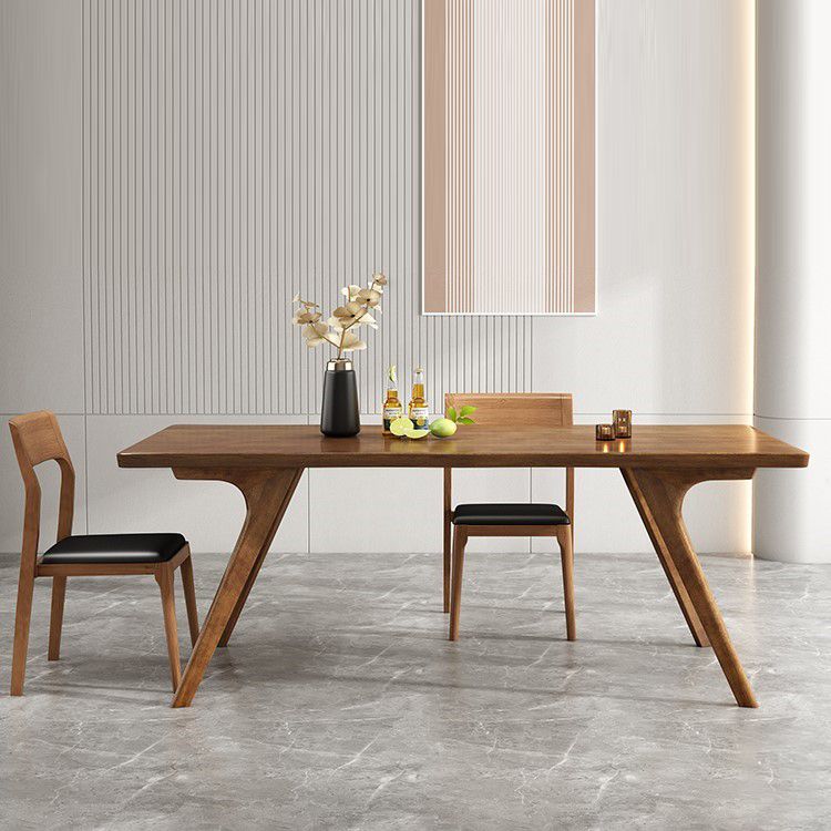 Brown Solid Wood Contemporary Dining Table Set 1/4/5/7 Pcs Dinette Set for Home
