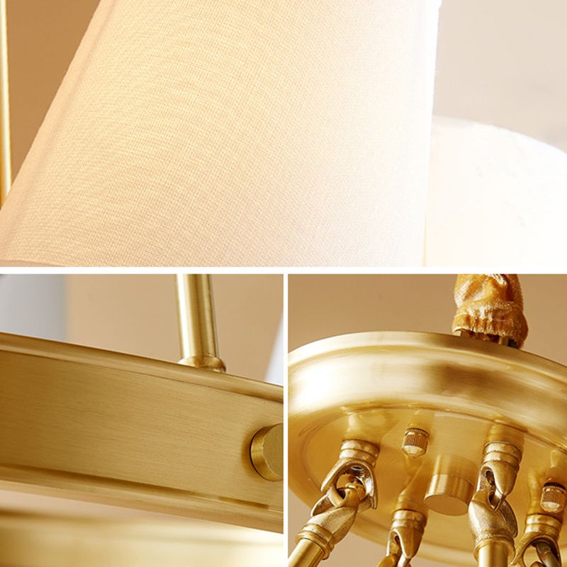 Gold Copper Pendant Light in Traditional Classic Style Fabrics Sputnik Hanging Light for Living Room