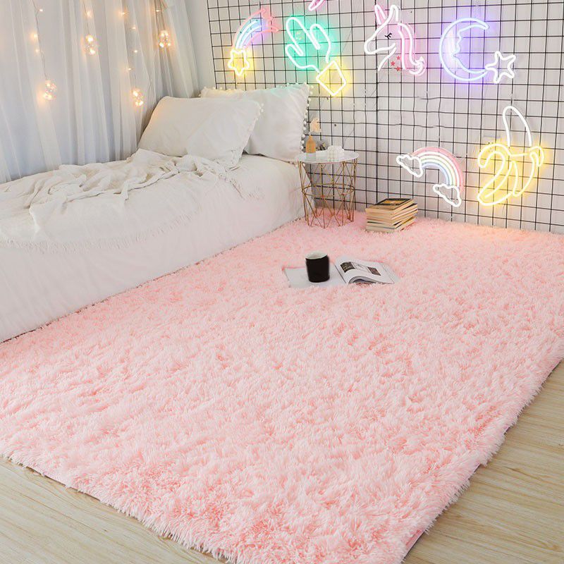 Romantic Solid Color Rug Plush Indoor Rug Non-slip Area Carpet for Bedroom