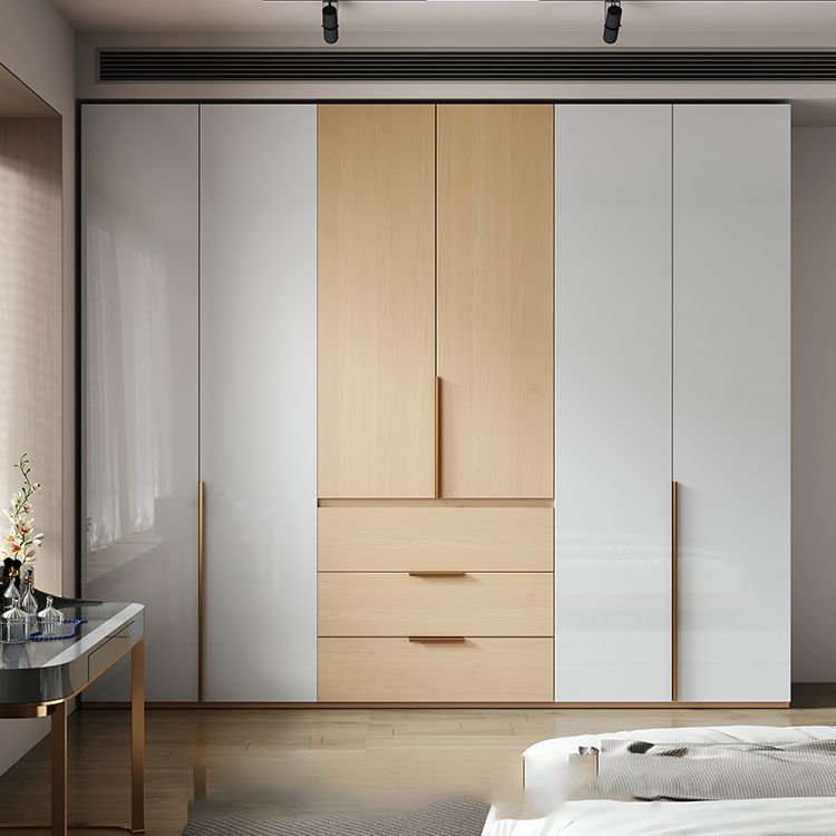Engineered Wood Wardrobe Closet with Drawer Modern Wardrobe Cabinet