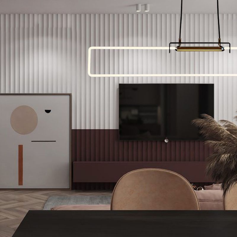 Modern Style Rectangle Hanging Pendant Light Resin 1 Light Pendant Light Fixture