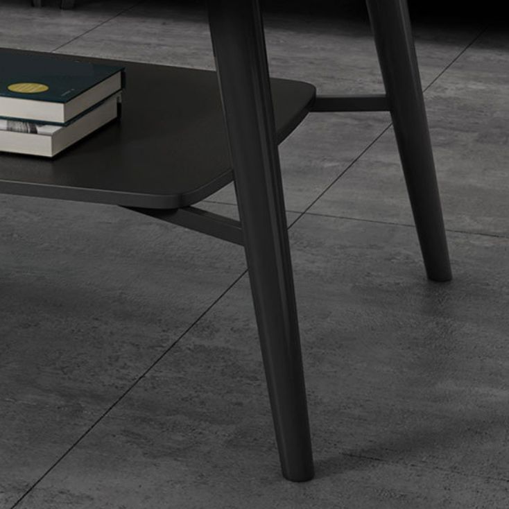 Cross Legs Rectangular Slate Coffee Cocktail Table in Gray with Shelf