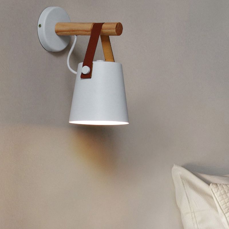 Retro Style Wood Wall Light Bowl Shape 5" Wide Wall Sconce for Living Room