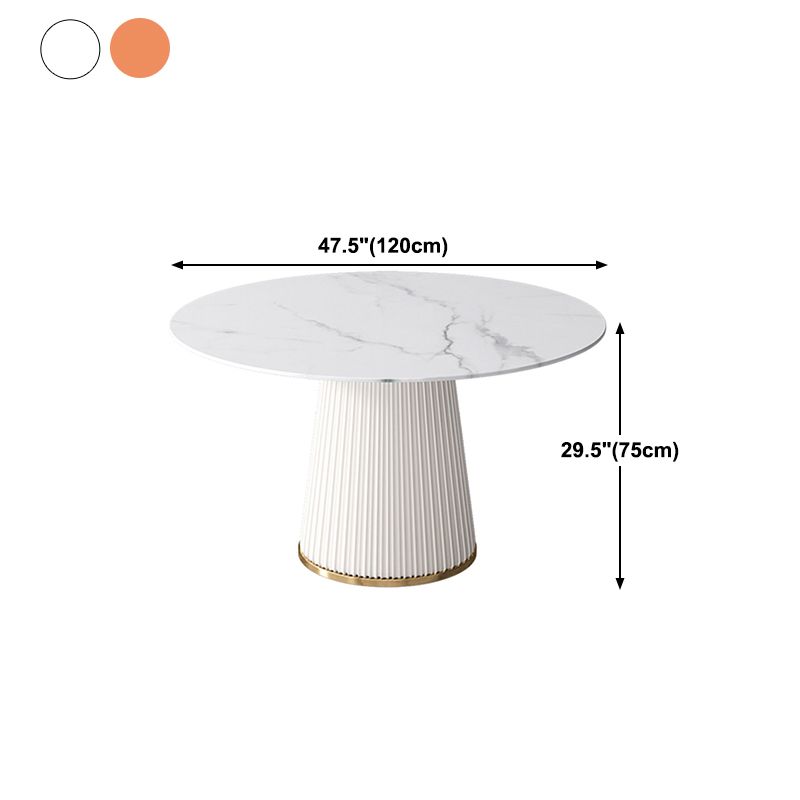 Sintered Stone White Table for Restaurant Luxury Round Dining Table with Pedestal Base