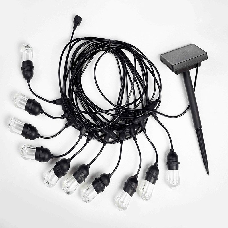 32.8ft Drop-Like LED Festive Lamp Decorative Plastic 10-Light Outdoor Solar String Light in Black