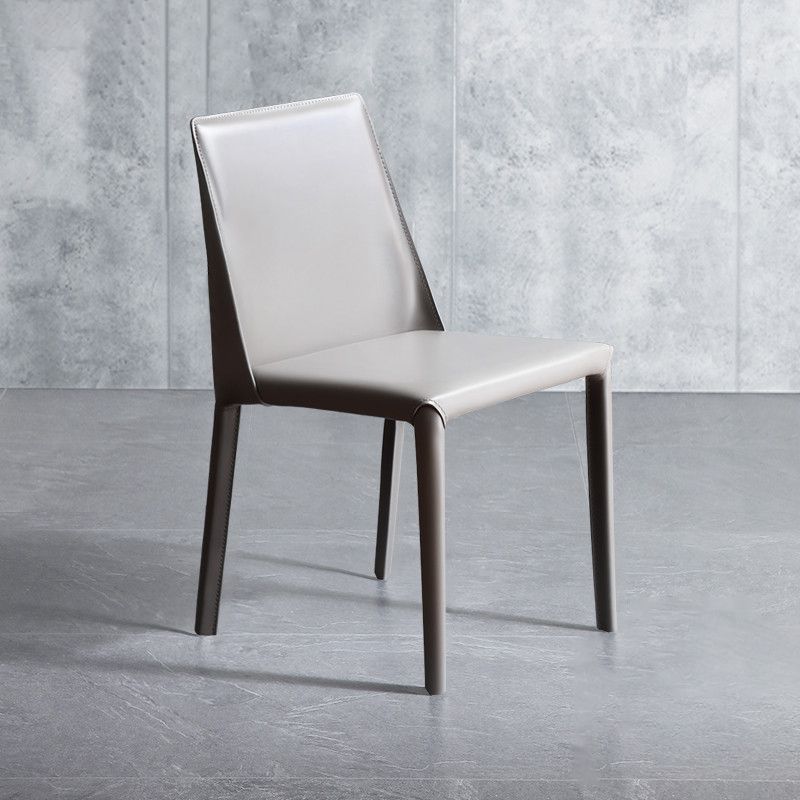 Glam Dining Room Armless Chairs Faux Leather Metal Base Dining Chairs