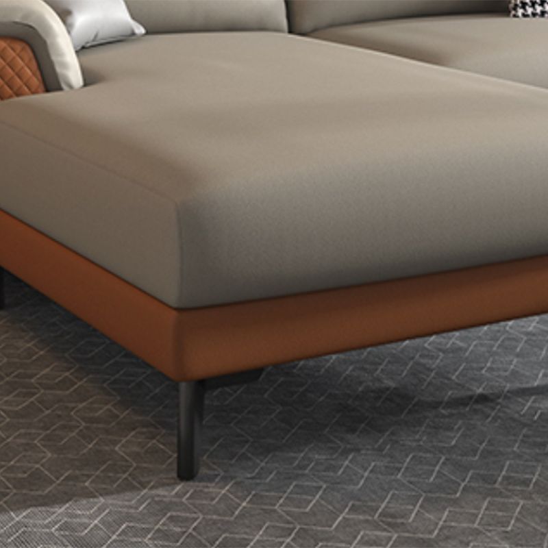 Modern 4-Seater Sectional with Adjustable Head Pillow and Pillow Top Arms