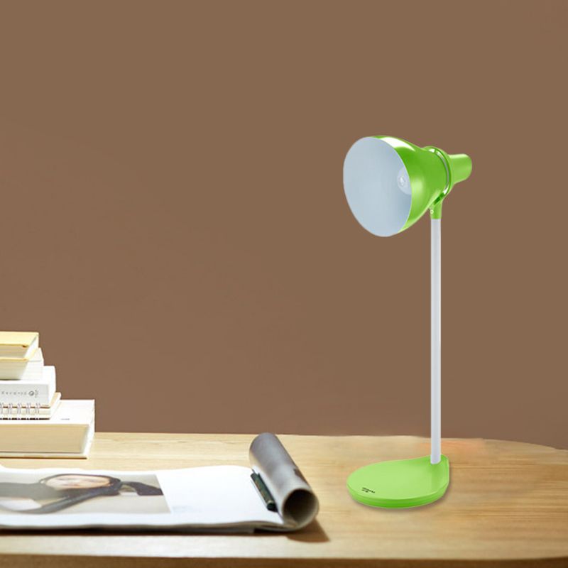 Horn Shade Bendable Reading Lamp Macaron Iron 1 Head Pink/Green Desk Light with Embedded On Off Switch