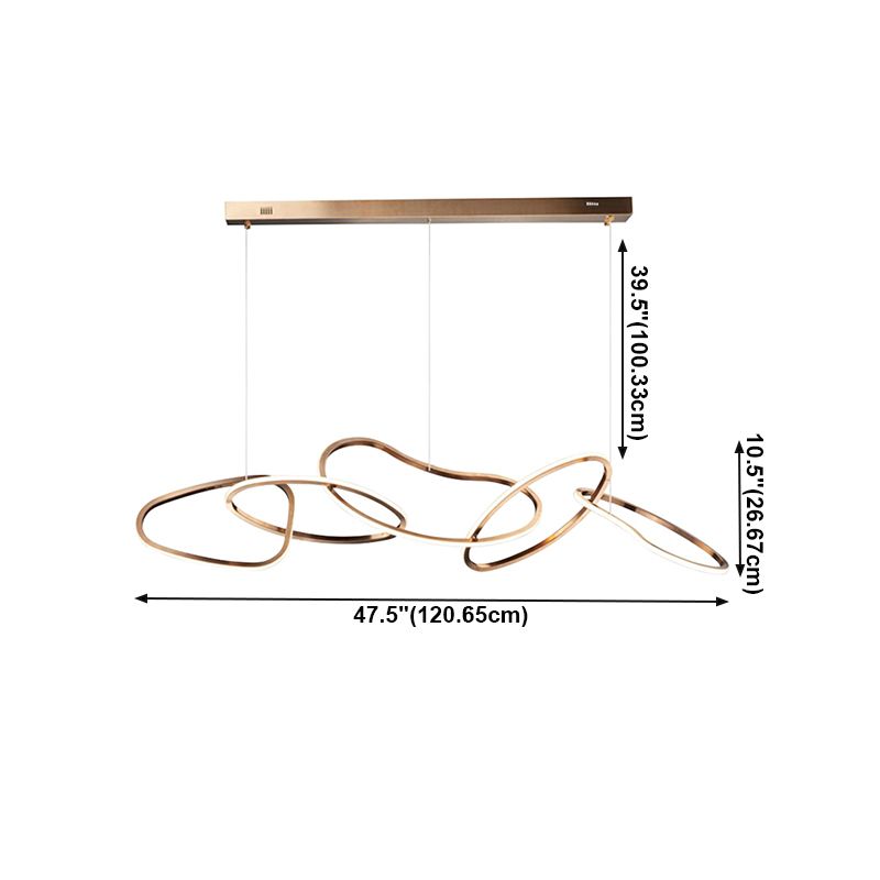 5 Light Circles Island Lighting Fixtures Contemporary Metal Island Lighting Ideas in Gold